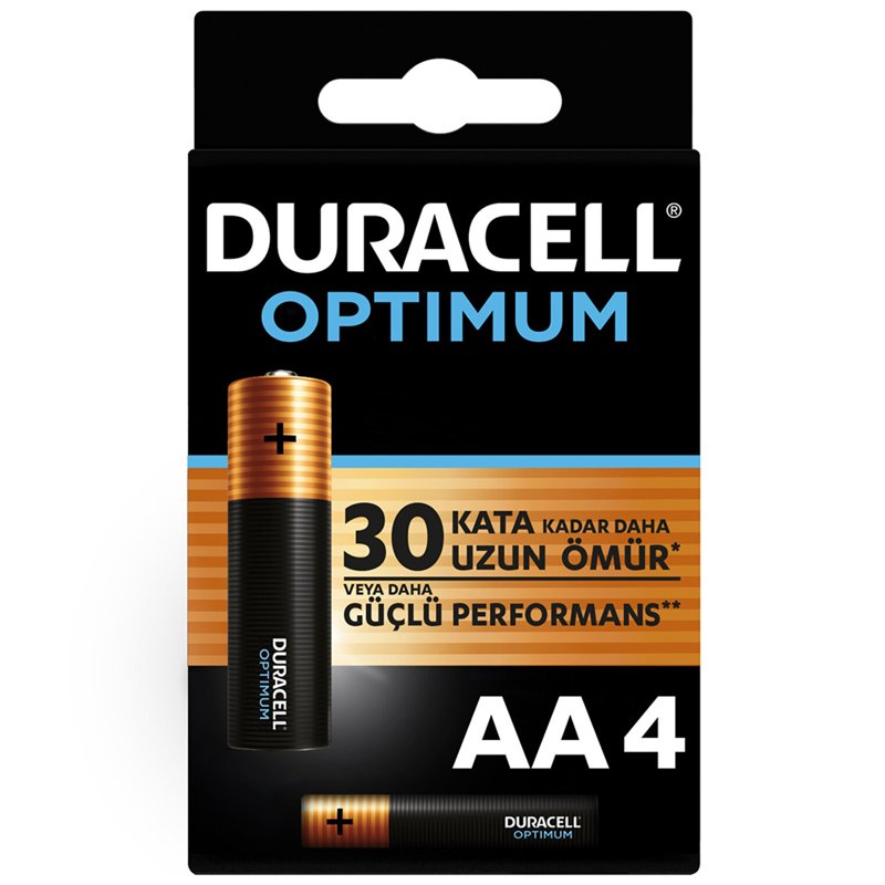 Duracell Optimum 1.5 Volt Alkalin AA 4’Lü İnce Kalem Pil MX1500