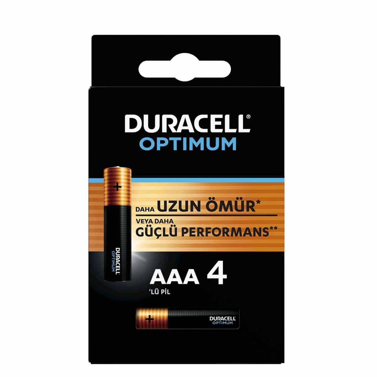 Duracell Optimum 1.5 Volt Alkalin AAA 4’Lü İnce Kalem Pil MX2400
