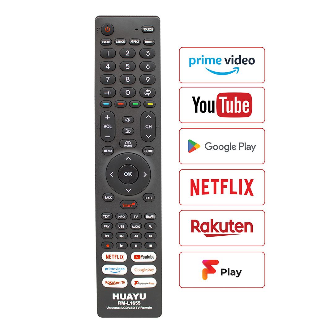 Huayu RM-L1655 Netflix-Youtube-Prime Video-Google Play Tuşlu Universal Lcd Led Tv Kumandası