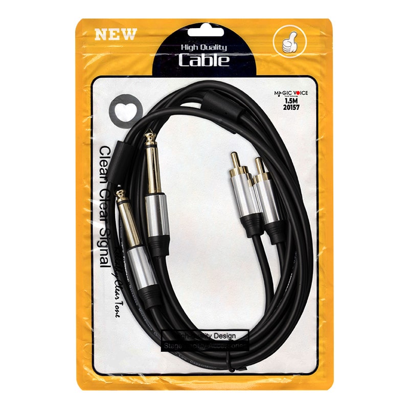 Magicvoice LD398 2X 6.3 Mm Mono Erkek - 2X Rca Erkek 1.5 Metre Kablo