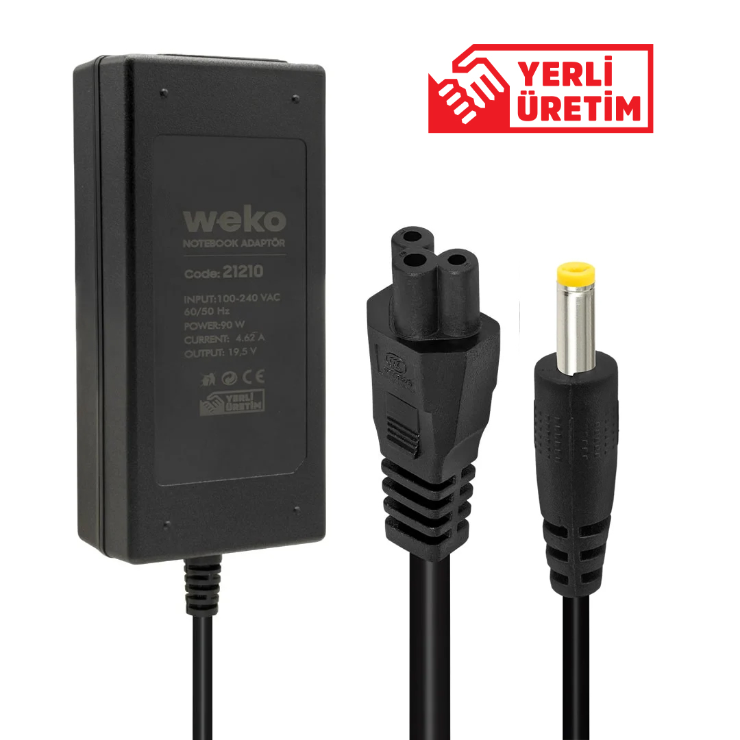 WEKO 19.5 VOLT - 4.62 AMPER - 90 WATT 5.5*2.5 UÇLU YERLİ ÜRETİM NOTEBOOK ADAPTÖR