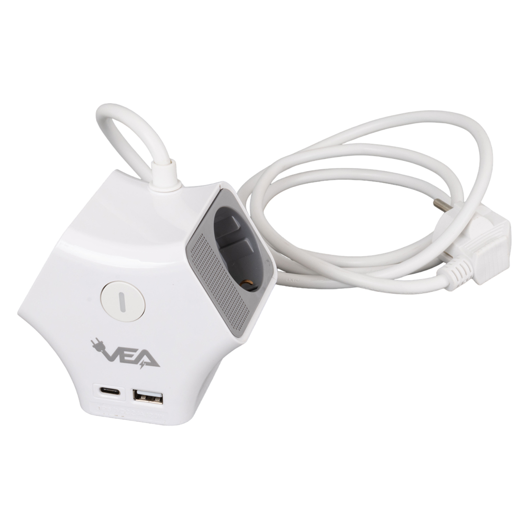 Vea VE-G903YC 3'Lü USB+ Type-C Girişli Anahtarlı 1.5 Metre Grup Priz