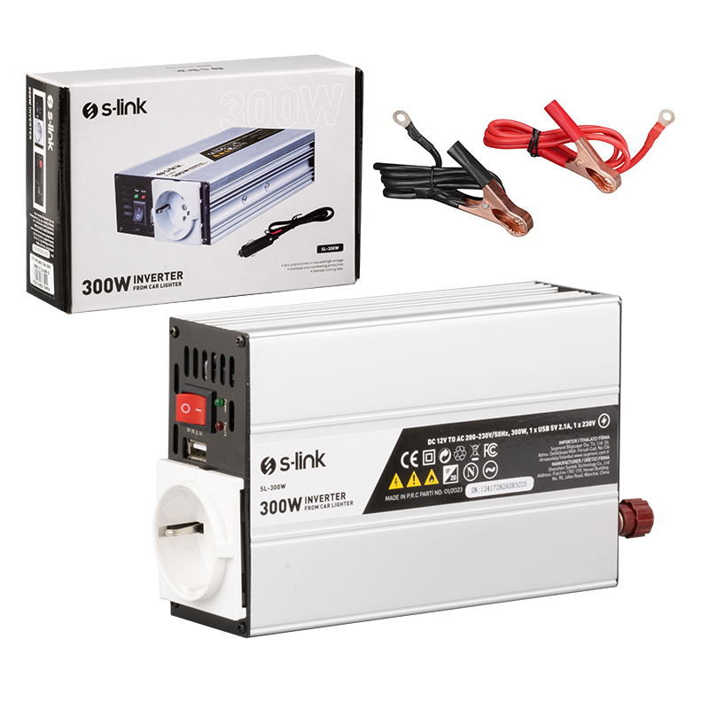 S-Link SL-300W 300W Dc12v-Ac230v Çakmaktan Power İnverter