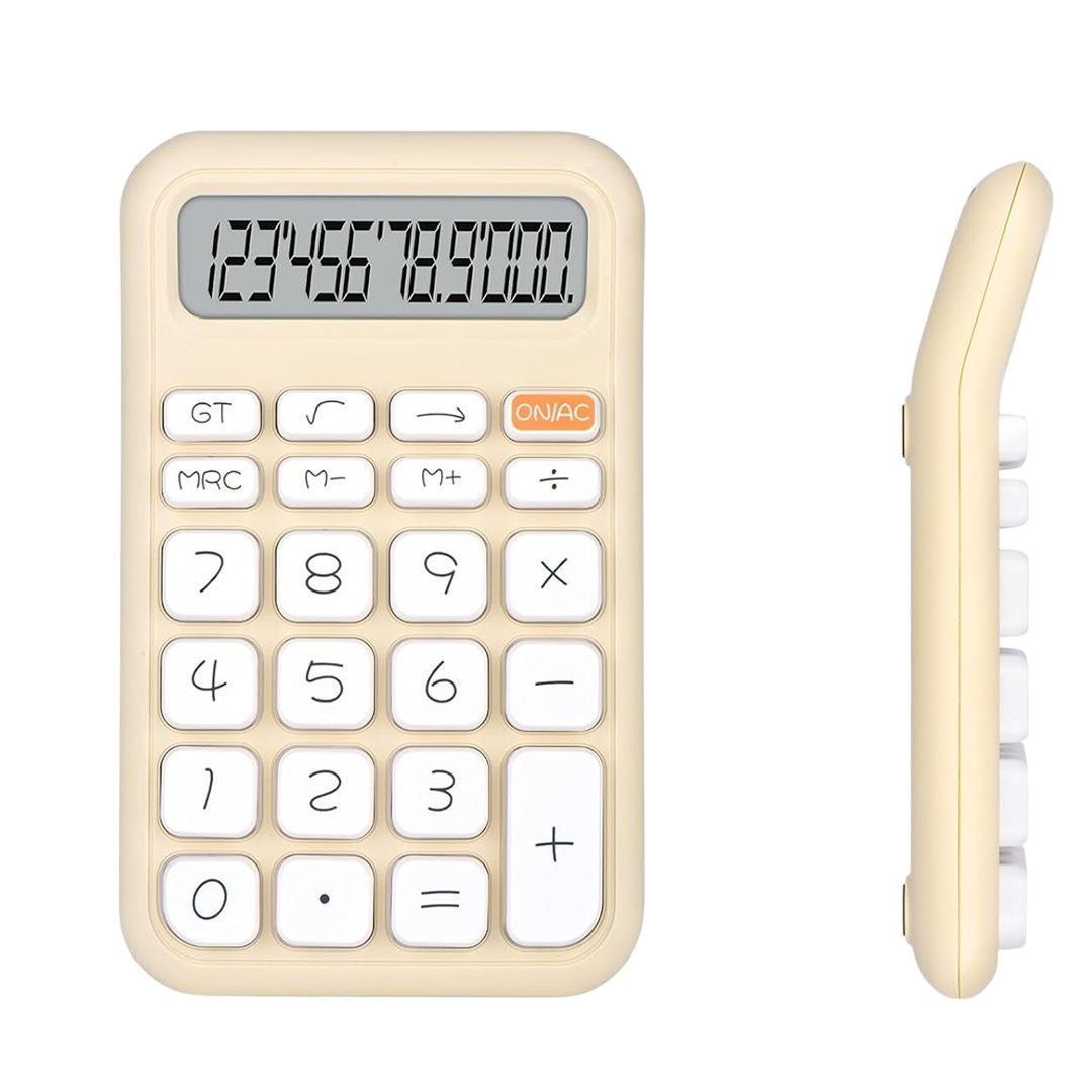 Powermaster PM-25408 Krem Renk Beyaz Tuş 12 Haneli Hesap Makinesi 