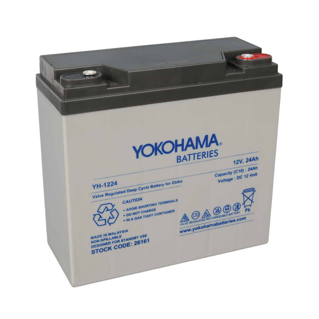 Yokohama YH-122.4 12 Volt - 24 Amper Elektrikli Bisiklet Aküsü (180X76x167 Mm)