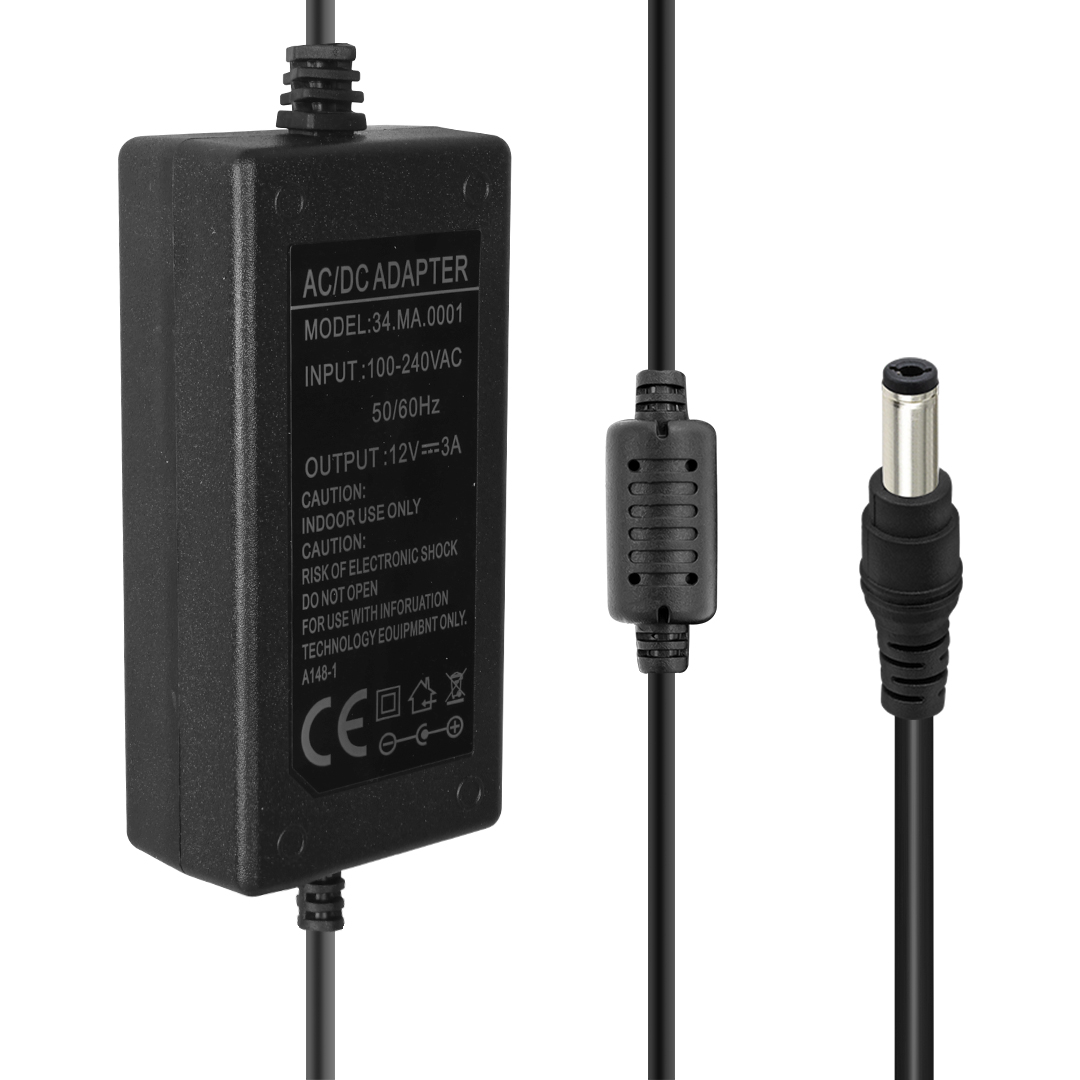POWERMASTER 34.MA.0001 12 VOLT - 3 AMPER 5.5*2.5 UÇLU PLASTİK KASA MASAÜSTÜ ADAPTÖR