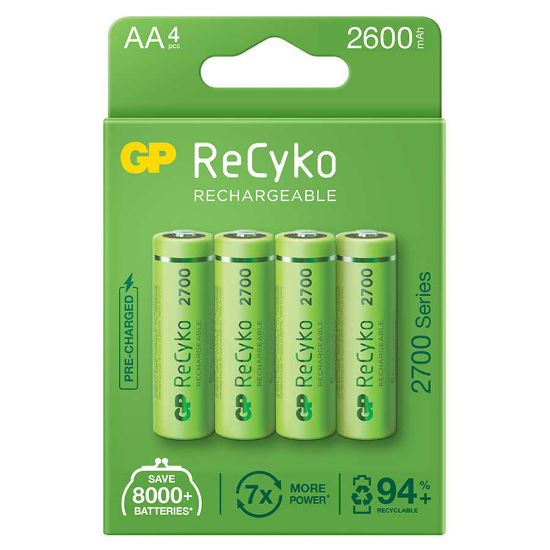 GP Recyko AA 2600 Mah Şarjlı 4'Lü Pil GP270AAHCE-2EB4 (GPRHC272E001)