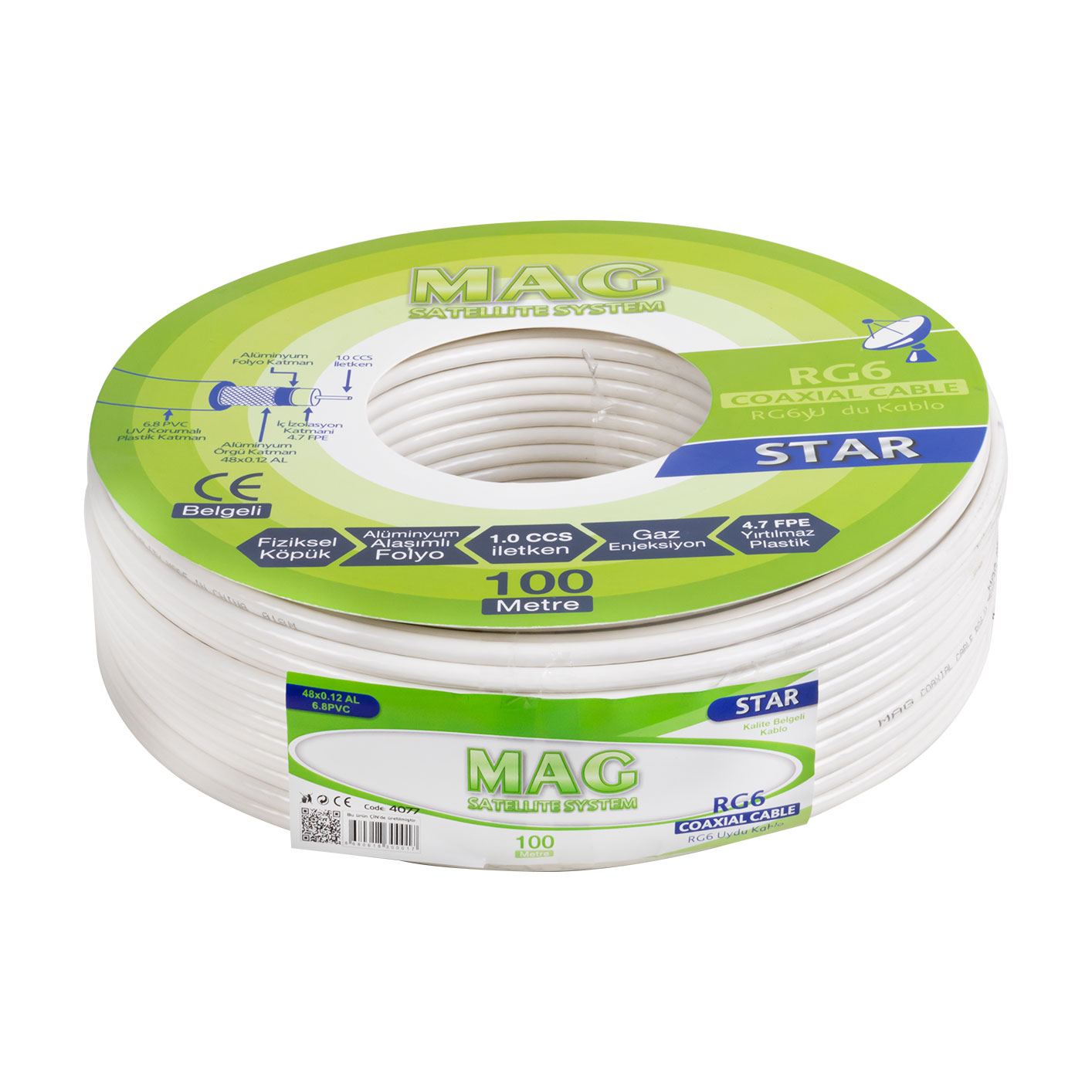 Mag RG6-U4 İthal Anten Kablosu 100 Metre