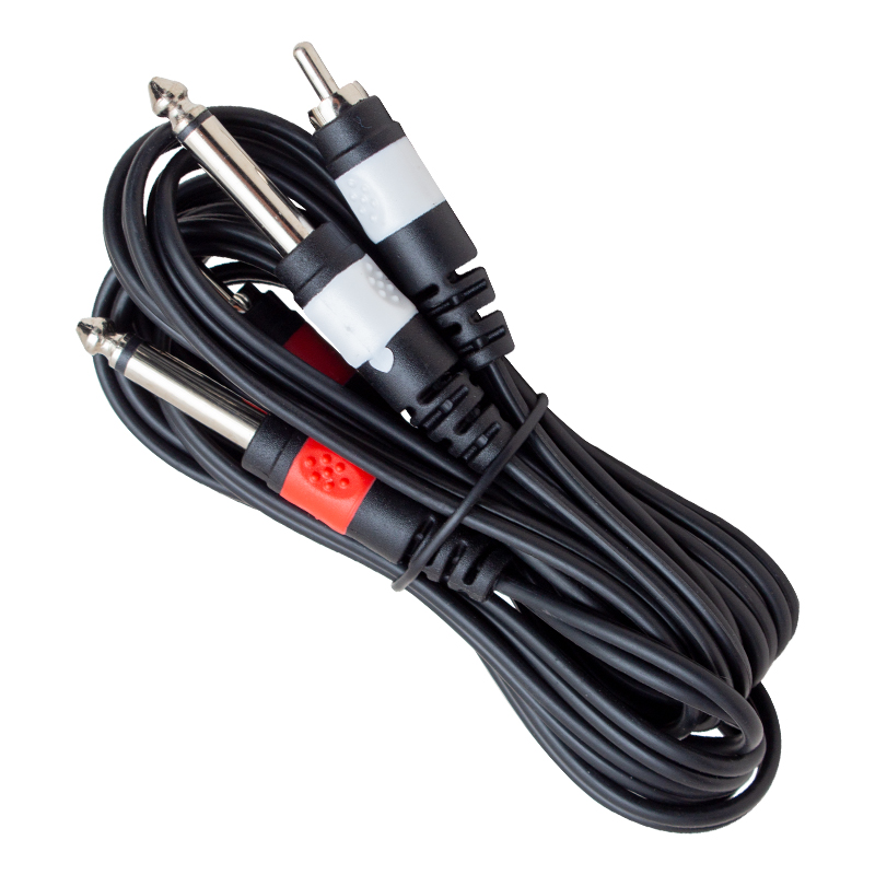 Powermaster PM-4285  3 Metre 2 Rca + 2 Mono Gitar Jack Kablo 3 Metre