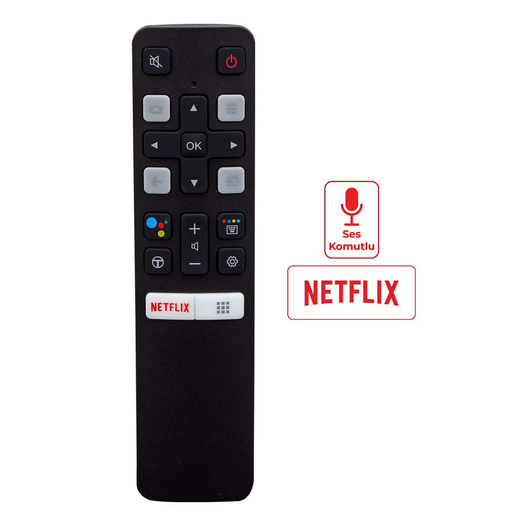 WEKO KL TCL RC 802V FMR1 50 - 55 ANDROID TV NETFLIX TUŞLU SESLİ KONTROL AKILLI LCD LED TV KUMANDA