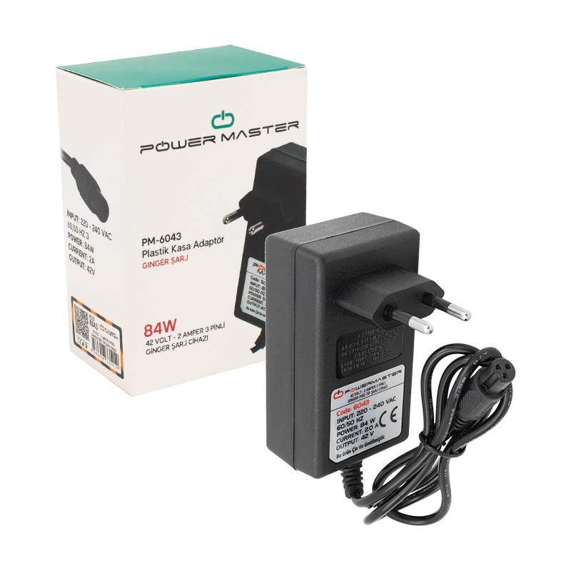 Powermaster 42 Volt - 1 Amper 3 Pinli Ginger Priz Tip Şarj Cihazı PM-6043