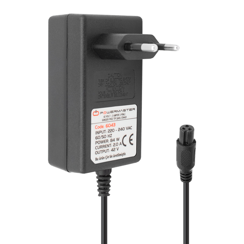 Powermaster 42 Volt - 1 Amper 3 Pinli Ginger Priz Tip Şarj Cihazı PM-6043