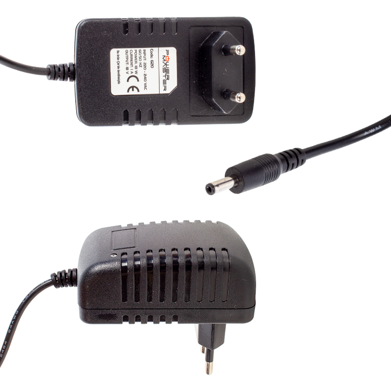 Powermaster PM-620 18 Volt - 1 Amper 3.5*1.35 Mm Uçlu Plastik Kasa Priz Tipi Adaptör
