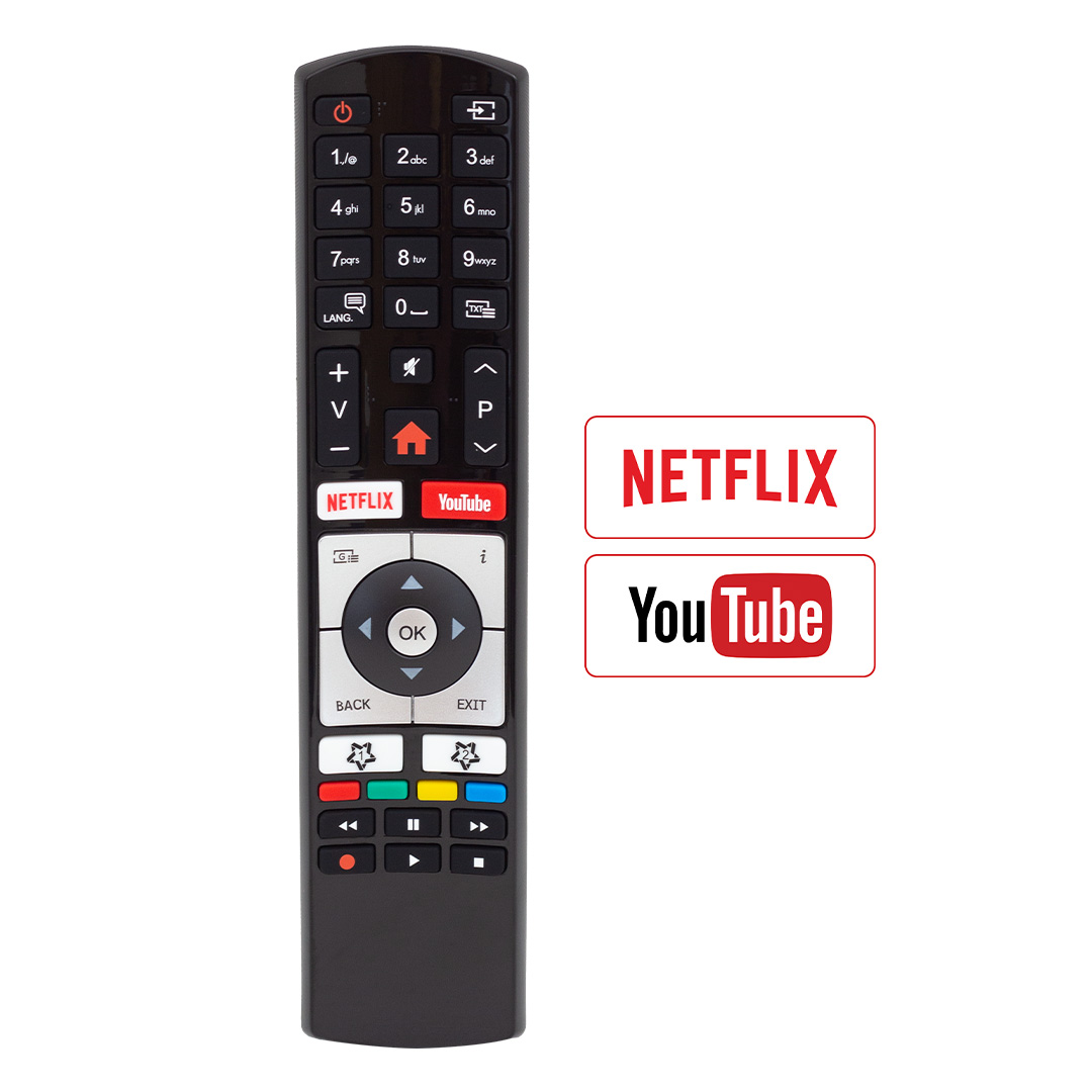 Vestel RC4318 H0362A 49UD8380 C40U446A - Telefunken 55DTU652 Netflix-Youtube Tuşlu Lcd Tv Kumandası 
