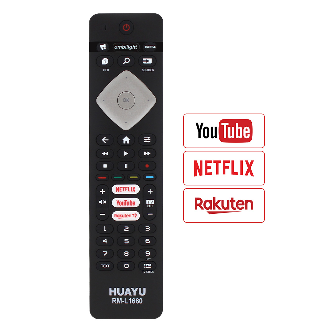 Huayu Philips RM-L1660 RC4498 RC4501 YKF291-003 Netflix-Youtube-Rakuten Tv Tuşlu Lcd Led Tv Kumanda (Ses Komutsuz)