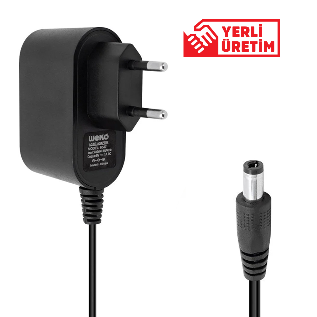 Weko 5 Volt 1 Amper 5 Watt Plastik Kasa Priz Tipi Adaptör (5.5X2.5 Uçlu)