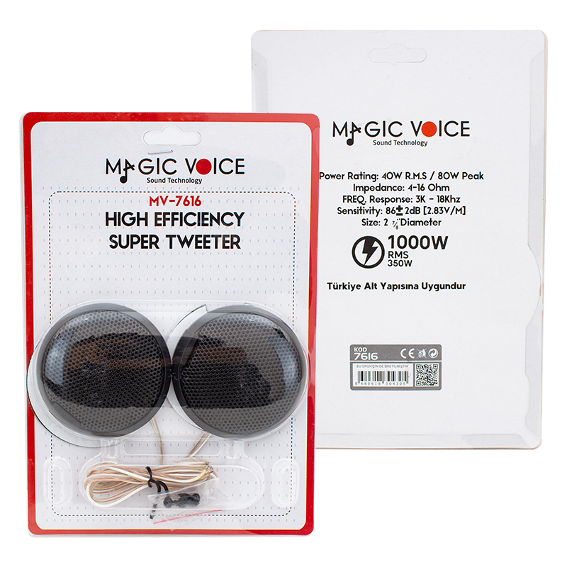 Magicvoice TP-107 Slim Kasa 20W Dome Oto Tweeter Hoparlör Seti
