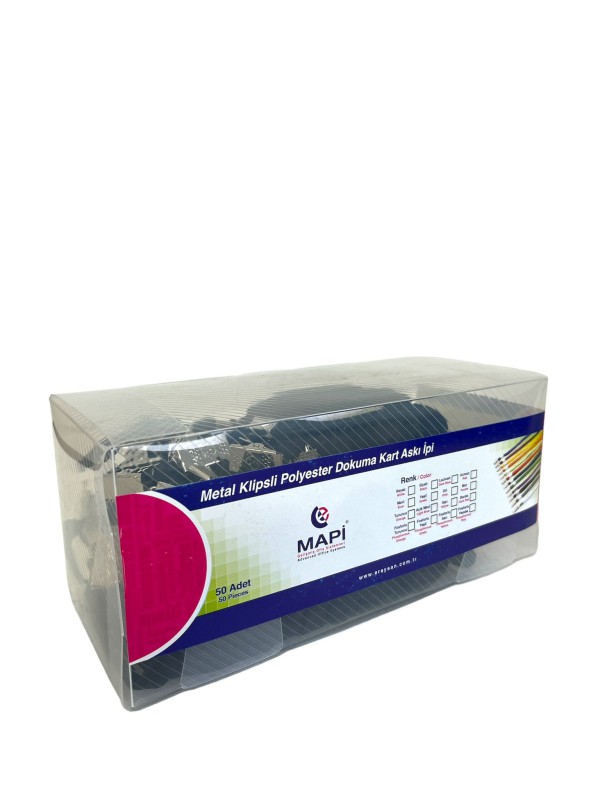 MAPİ SİYAH KLİPSLİ-POLYESTER DOKUMA ASKI YAKA KARTI İPİ 50'Lİ *20
