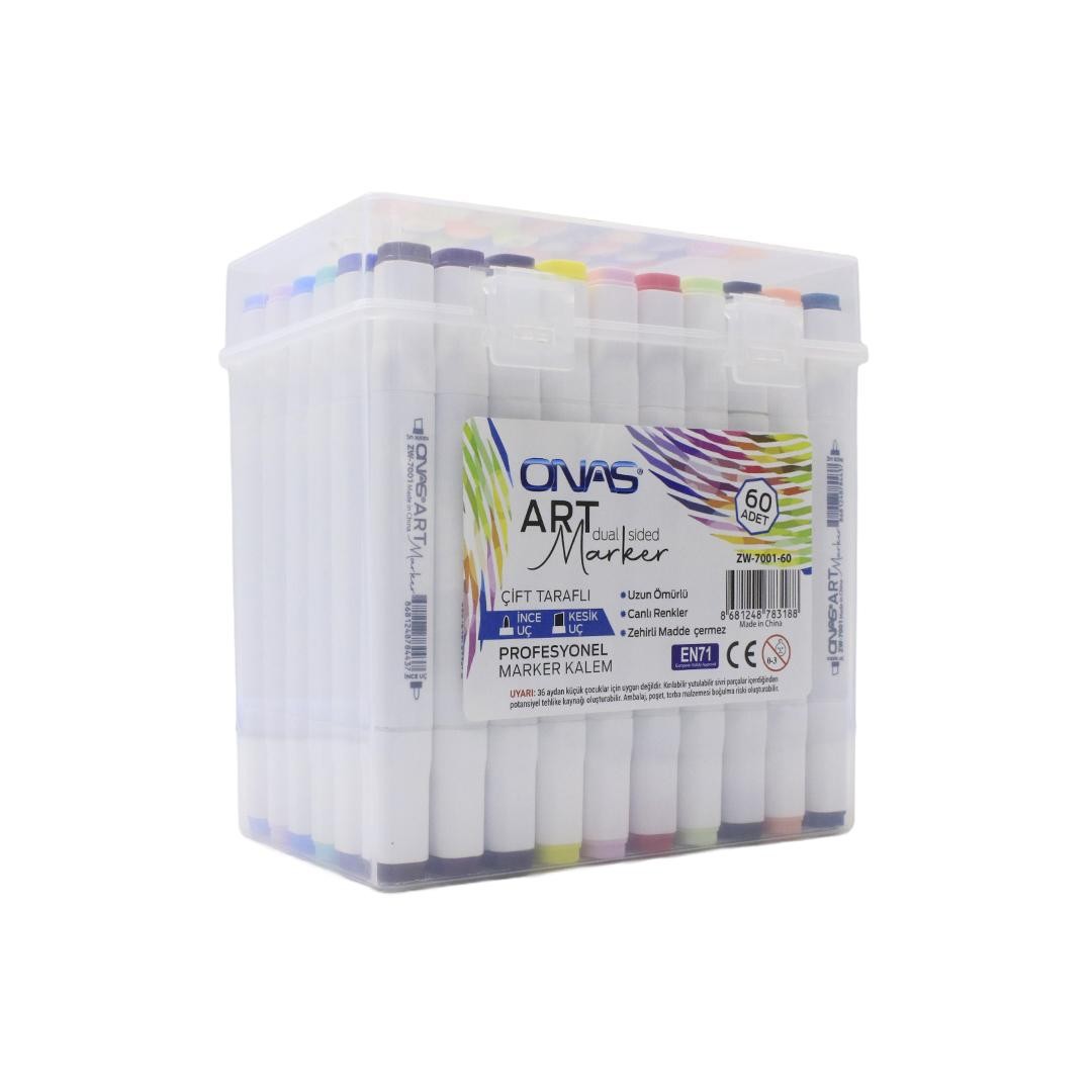 ONAS ZW-7001-60 ÇİFT TARAFLI MARKER 60 RENK >