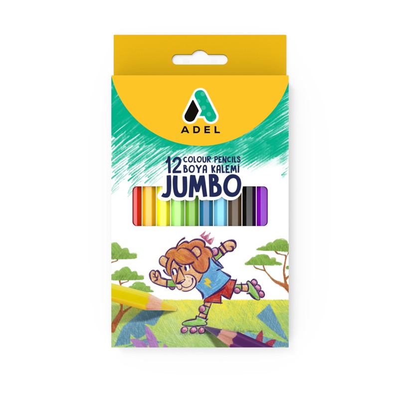 ADEL JUMBO HEXA KURU BOYA KALEMİ 12 RENK 6'LI