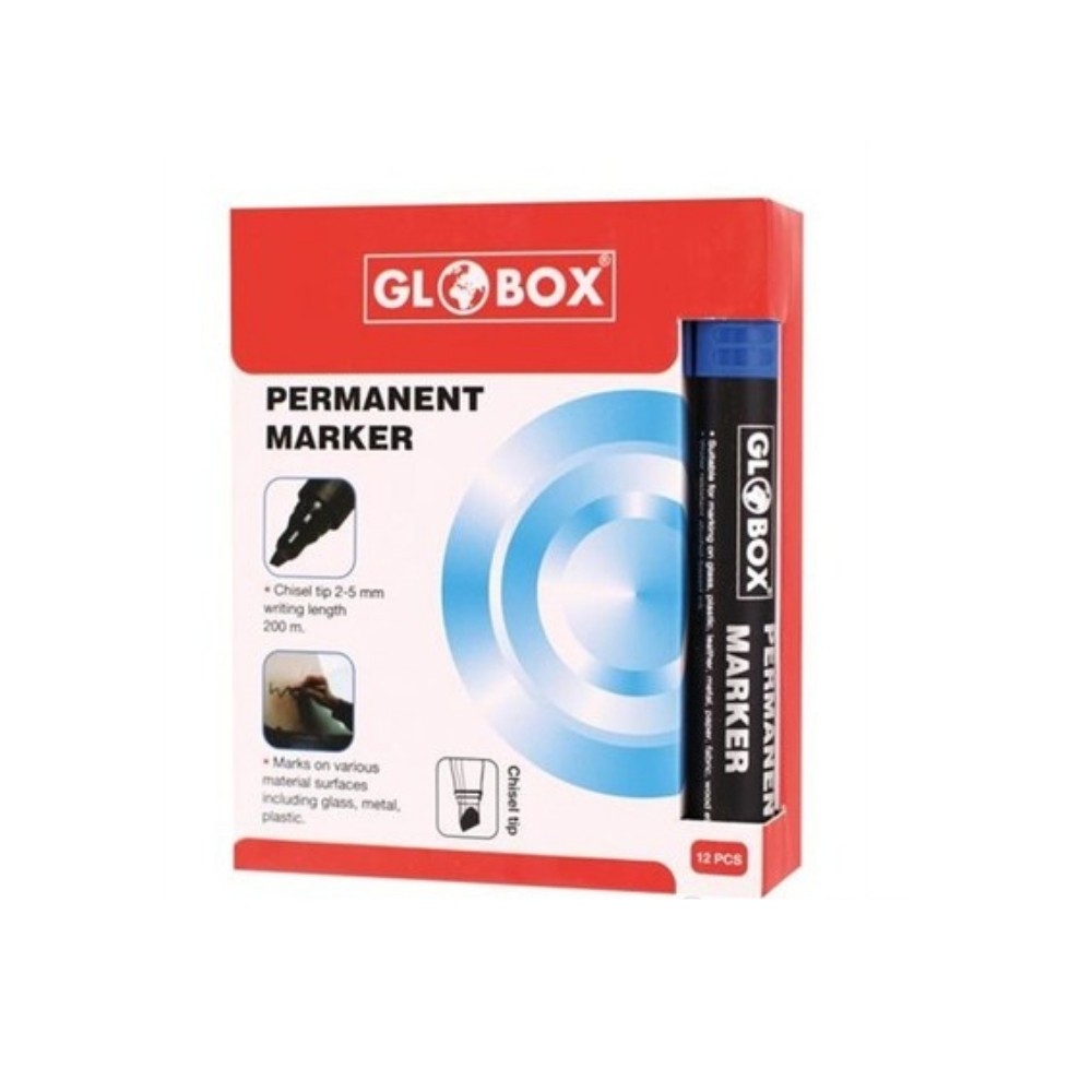 GLOBOX 6922 KESİK UÇ MAVİ PERMANENT MARKER 12'Lİ