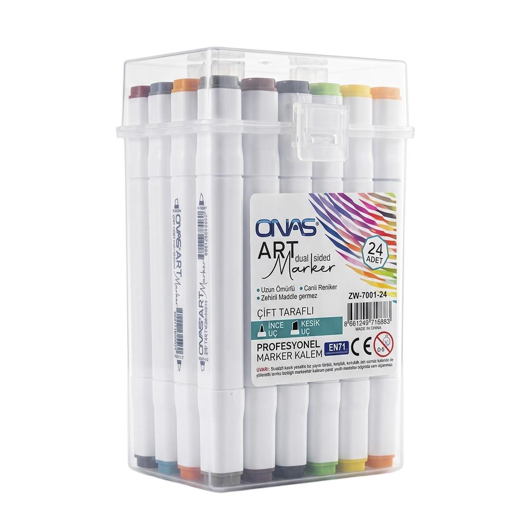 ONAS ZW-7001-24 ÇİFT TARAFI MARKER 24 RENK >