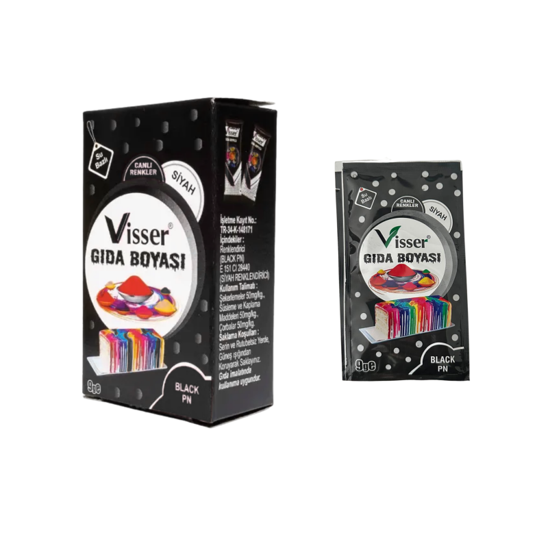VİSSER TOZ GIDA BOYASI 9GR SİYAH 12'Lİ