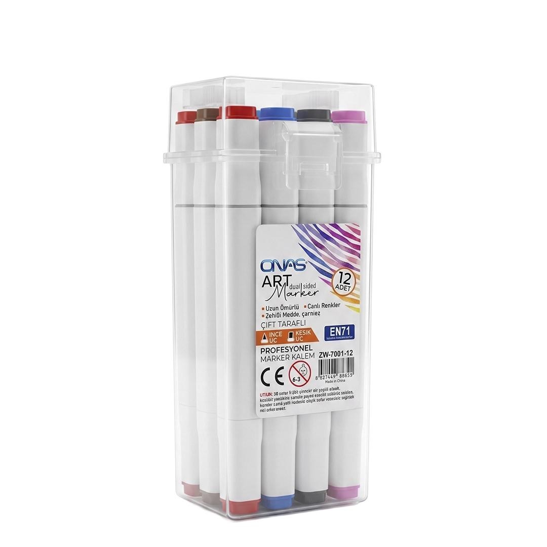 ONAS ZW-7001-12 ÇİFT TARAFLI MARKER 12 RENK >