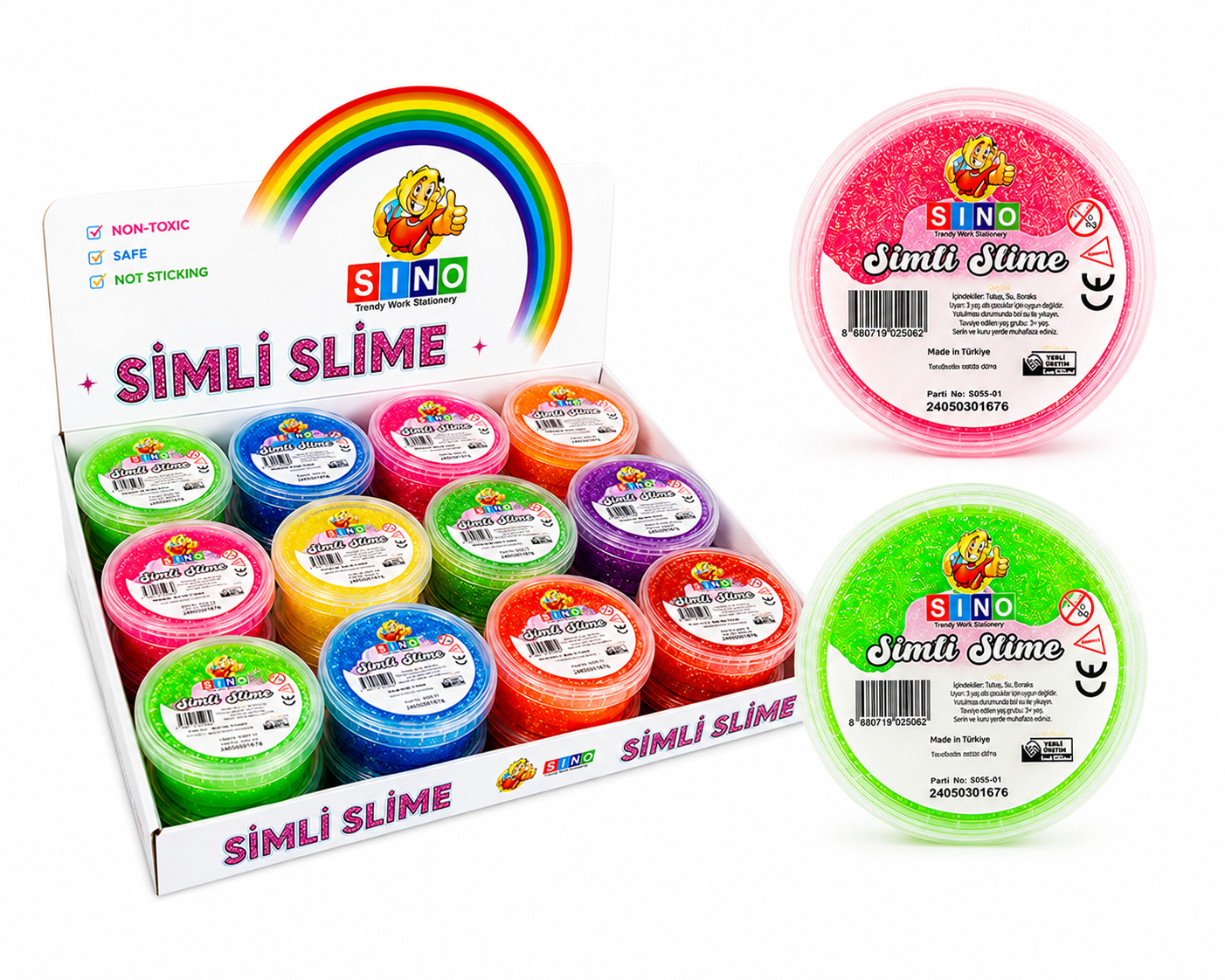 SİNO SLM -0028 SİMLİ YUVARLAK SLİME SLM-0028 24'LÜ PAKET 140 GR*6