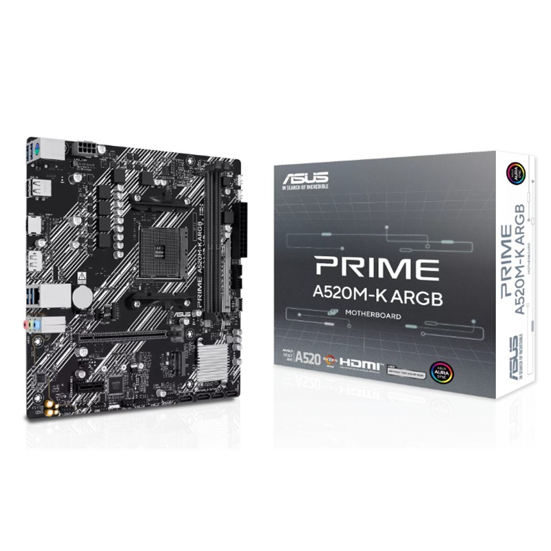 ASUS PRIME A520M-K ARGB DDR4 5100MHZ 1XHDMI 1XDP 1XM.2 USB2.0 MATX AM4 (AMD AM4 5000/4000 /3000 SERİLERİ İLE UYUMLU)