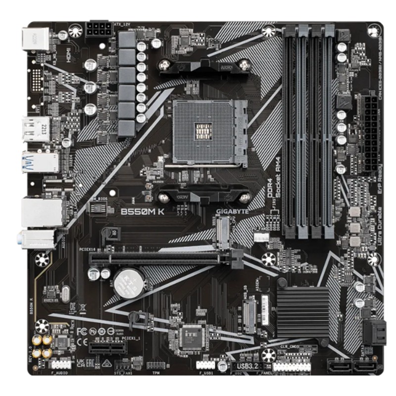 GIGABYTE B550M K DDR4 4733MHZ 1XHDMI 1XDP 1XM.2 MATX AM4 (AMD AM4 5000/5000G/4000G/3000/3000G SERİLERİ İLE UYUMLU)