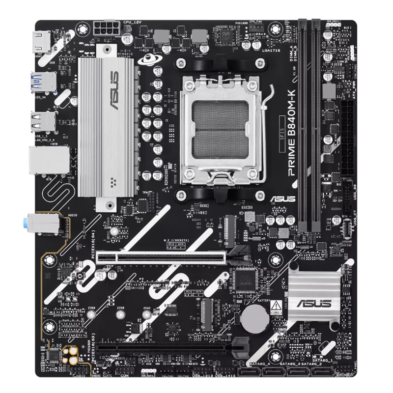 ASUS PRIME B840M-K DDR5 8000MHZ 1XHDMI 2XM.2 USB MATX AM5 (AMD AM5 9000/8000/7000 SERİLERİ İLE UYUMLU)