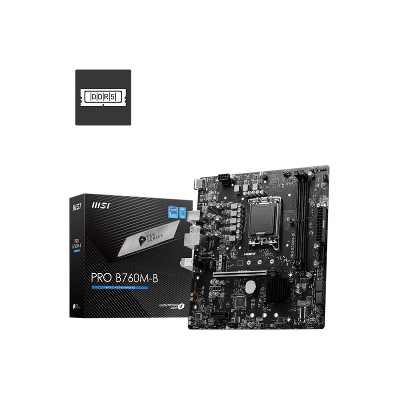 MSI PRO B760M-B DDR4 4800MHZ 1XHDMI 1XM.2 USB 3.2 MATX 1700P (12. / 13. VE 14. NESİL İŞLEMCİ UYUMLU)