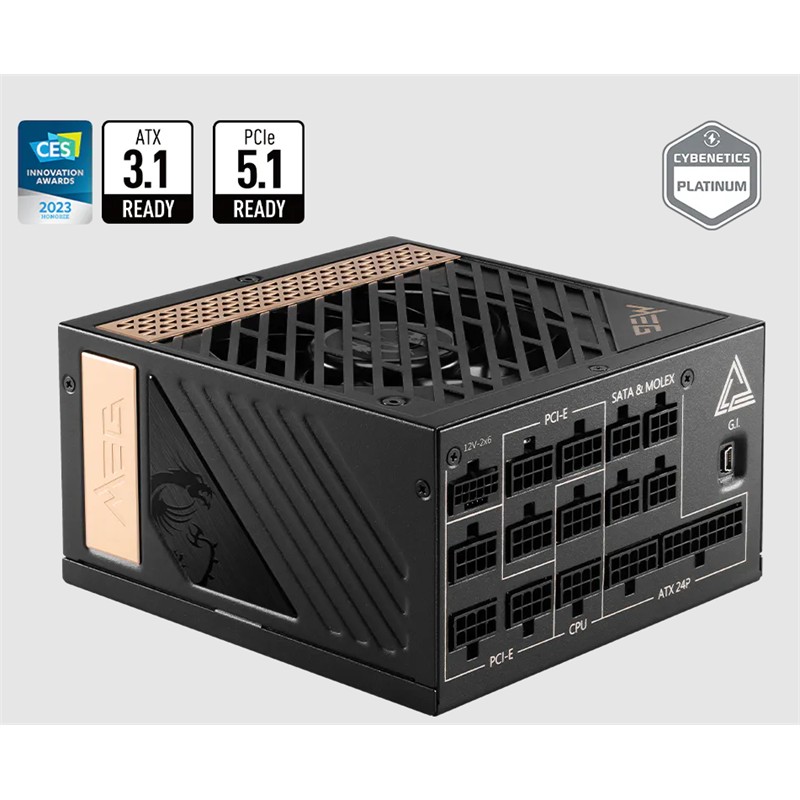 MSI MEG AI1300P PCIE5 1300W 80+ PLATINUM POWER SUPPLY
