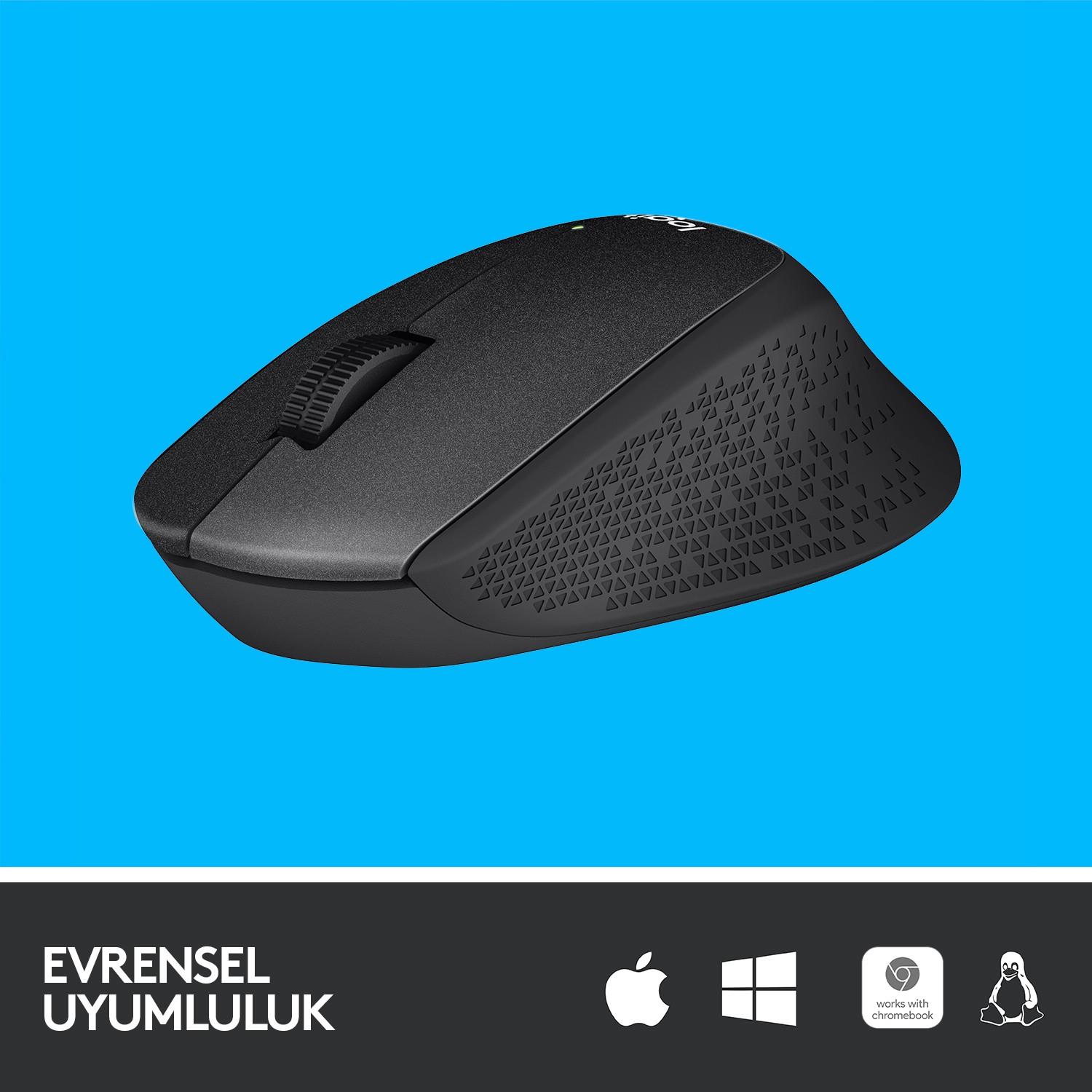 LOGITECH M330 SESSİZ KABLOSUZ USB OPTİK MOUSE SİYAH 910-004909