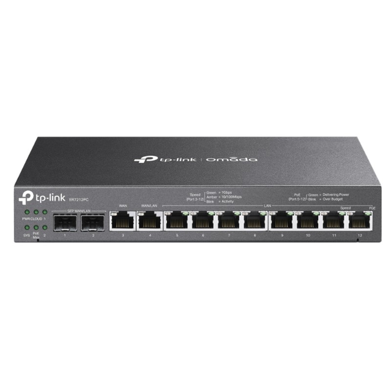 TP-LINK OMADA ER7212PC 2XGIGABIT SFP WAN/LAN PORT 1XGIGABIT RJ45 WAN 1XGIGABIT SFP WAN/LAN 8XGIGABIT VPN ROUTER