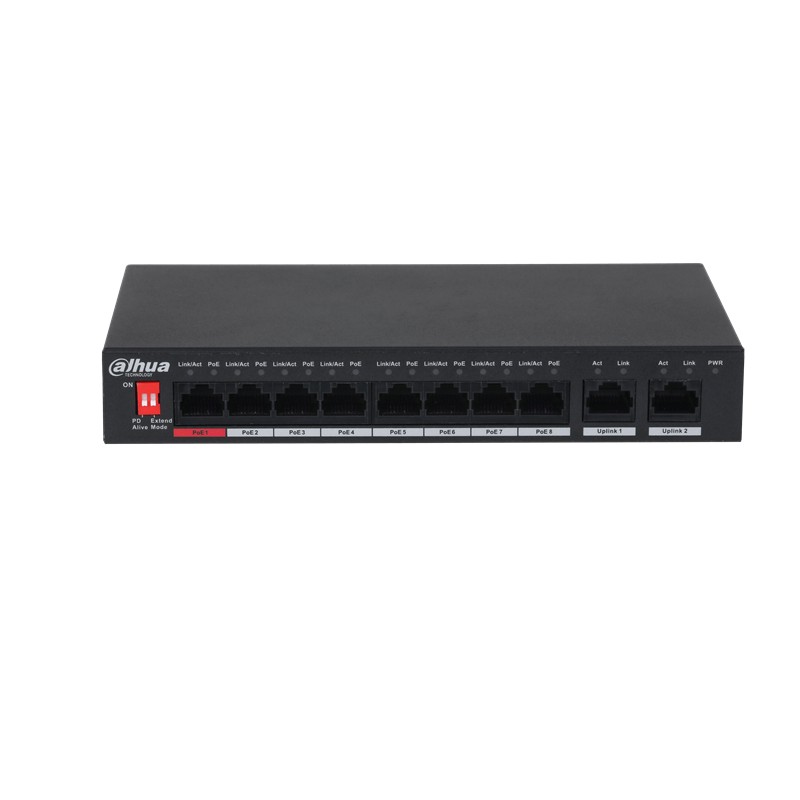 DAHUA PFS3010-8ET-96 8 PORT 10/100+ 2 PORT GIGABIT UPLINK 250 METRE 96W POE SWITCH