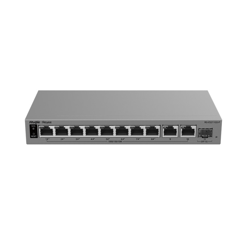 RUIJIE REYEE RG-ES211GS-P 8 PORT GİGABİT+ 2XGE + 1XGB SFP UPLİNK 120W POE YÖNETİLEBİLİR SWITCH