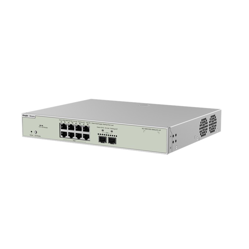 RUIJIE REYEE RG-NBS5300-8MG2XS-UP 8 PORT 8X2.5GE + 2X1GB SFP LAYER3 370W POE YÖNETİLEBİLİR SWİTCH