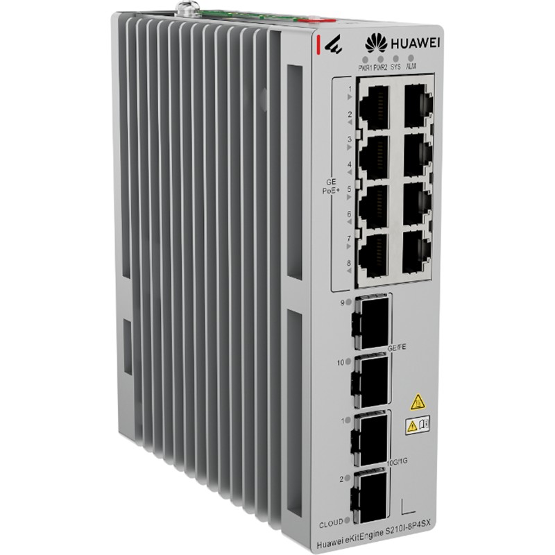 HUAWEI EKITENGINE S210I-8P4SX 8 PORT GIGABIT+2X2.5GB 2X10G SFP+ CLOUD YÖNETİLEBİLİR L2+ ENDÜSTRİYEL 240W POE SWITCH