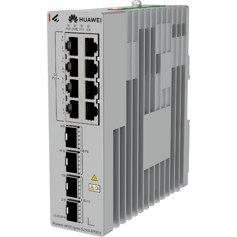HUAWEI EKITENGINE S210I-8P4SX 8 PORT GIGABIT+2X2.5GB 2X10G SFP+ CLOUD YÖNETİLEBİLİR L2+ ENDÜSTRİYEL 240W POE SWITCH