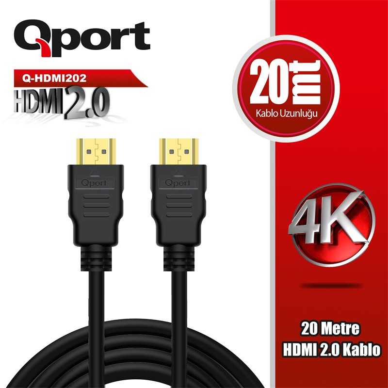 QPORT Q-HDMI202 HDMI 2.0 VERSİYON 4K 60HZ 20 METRE KABLO