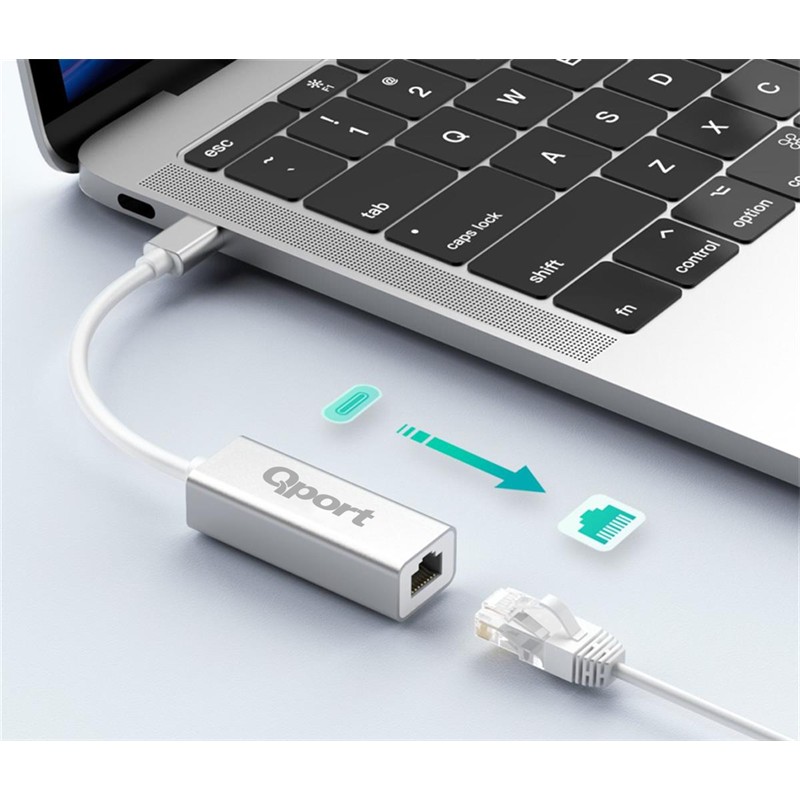 QPORT Q-TR45 TYPE-C TO RJ45(GİGABİT)NETWORK ÇEVİRİCİ
