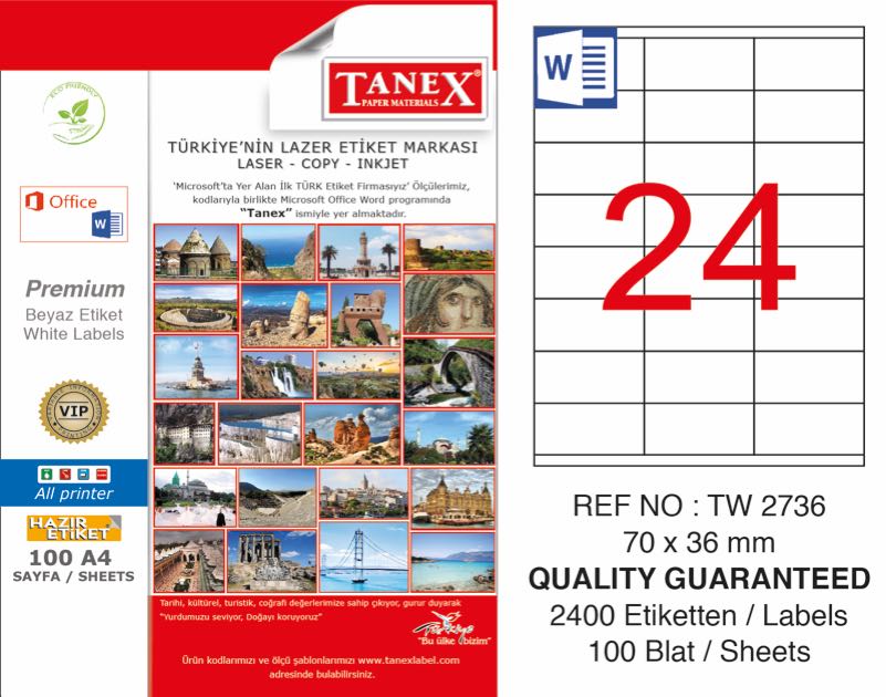 TANEX TW-2736 LAZER ETİKET 70X36MM