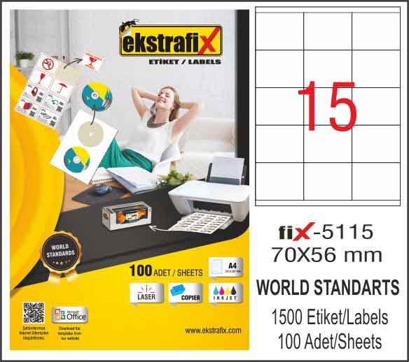 EKSTRAFİX FİX-5115 LAZER ETİKET 70X56MM