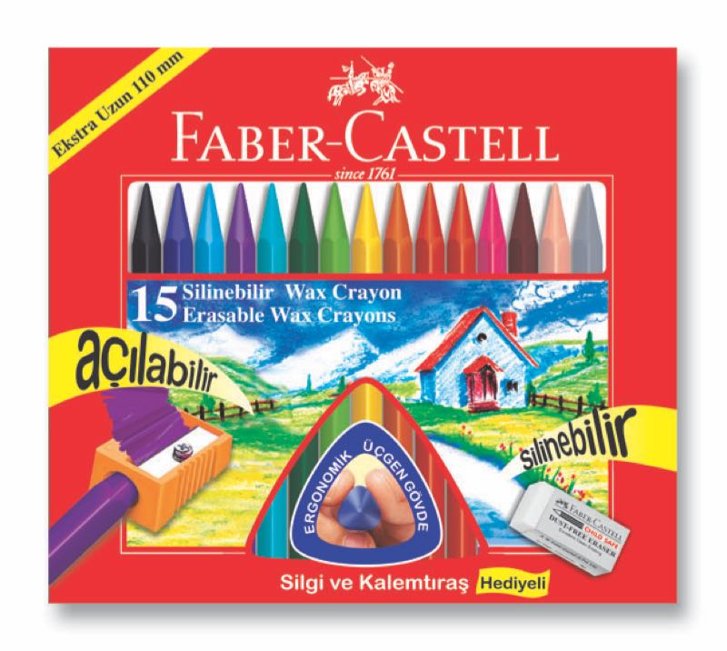FABER SİLİNEBİLİR WAX CRAYON PASTEL 15Lİ 122715