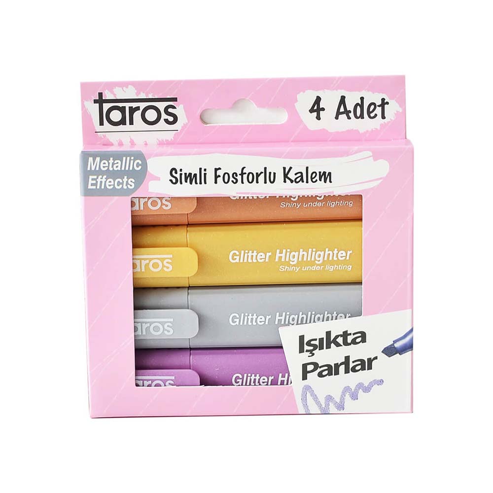 TAROS 5638 FOSFORLU KALEM 4 LÜ SİMLİ METALİK