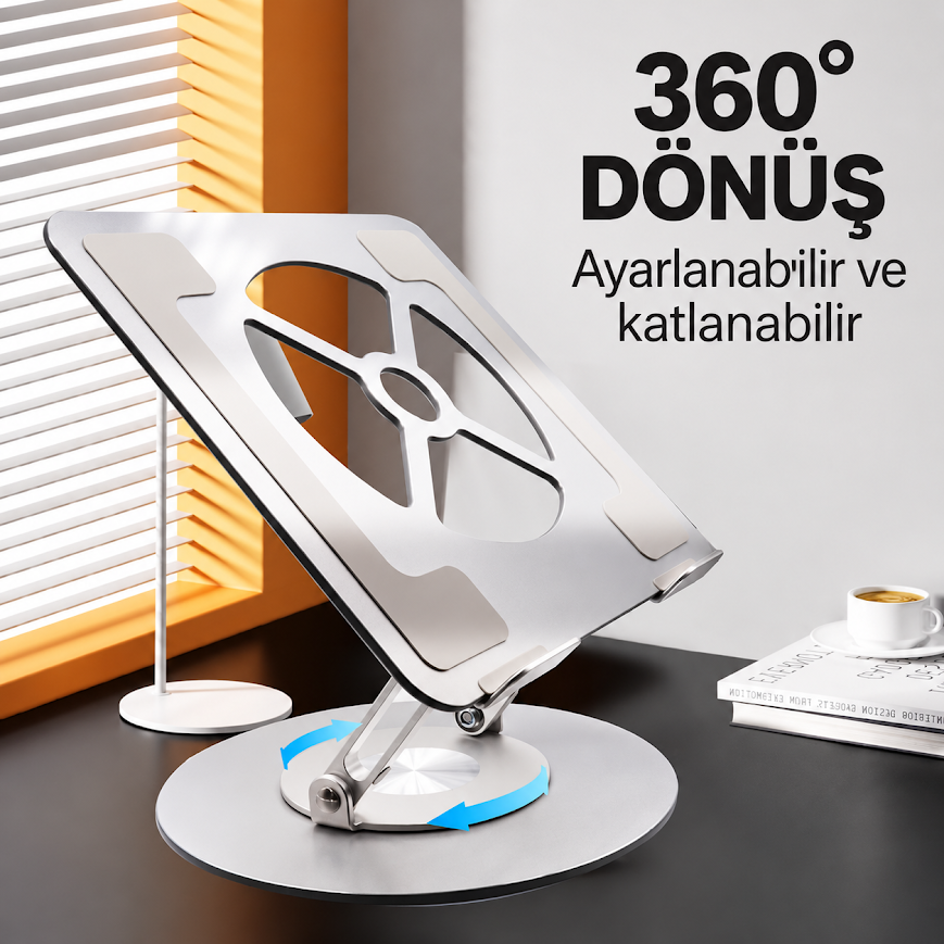 GLR S13 360 Derece Dönen Katlanabilir Metal Tablet Laptop Standı