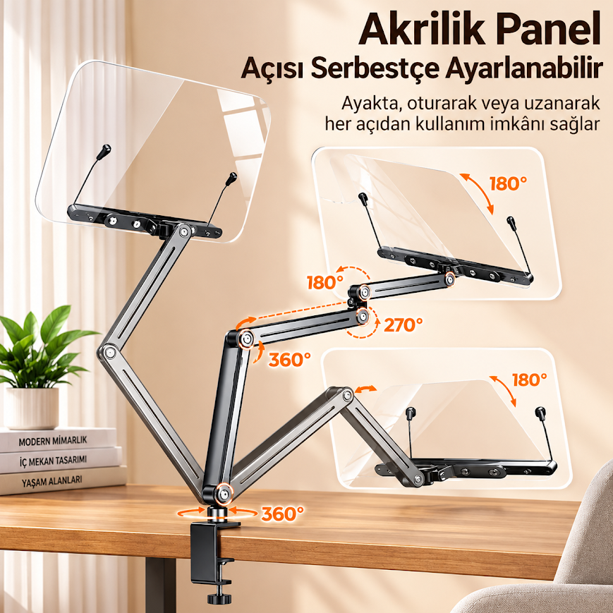 GLR Masaüstü Ayarlanabilir Metal Ayaklı Kitap Tablet Standı