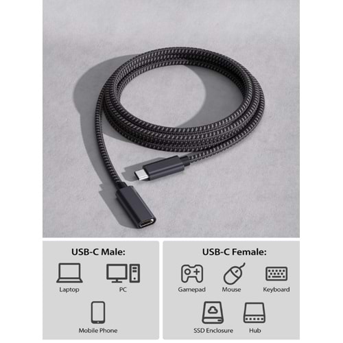 Kruxon ZR73/2 TYPE-C UZATMA KABLO 2M